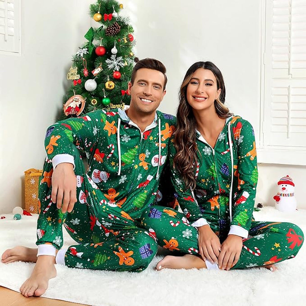 Adult Onesie - Matching Christmas Loungewear Set for Couples with Zipper