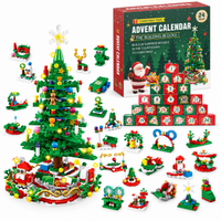 Advent Calendar with 24 Building Block Surprises | LED Christmas Tree Set Christmas Activity