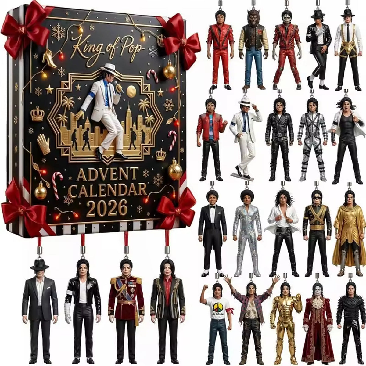 Advent Calendar with 24 Pop Star Figures Featuring Iconic King of Pop