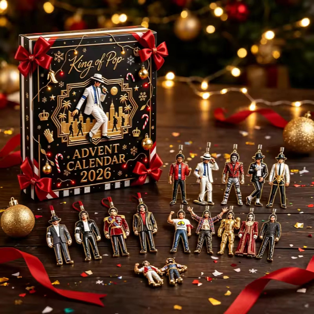 Advent Calendar with 24 Pop Star Figures Featuring Iconic King of Pop