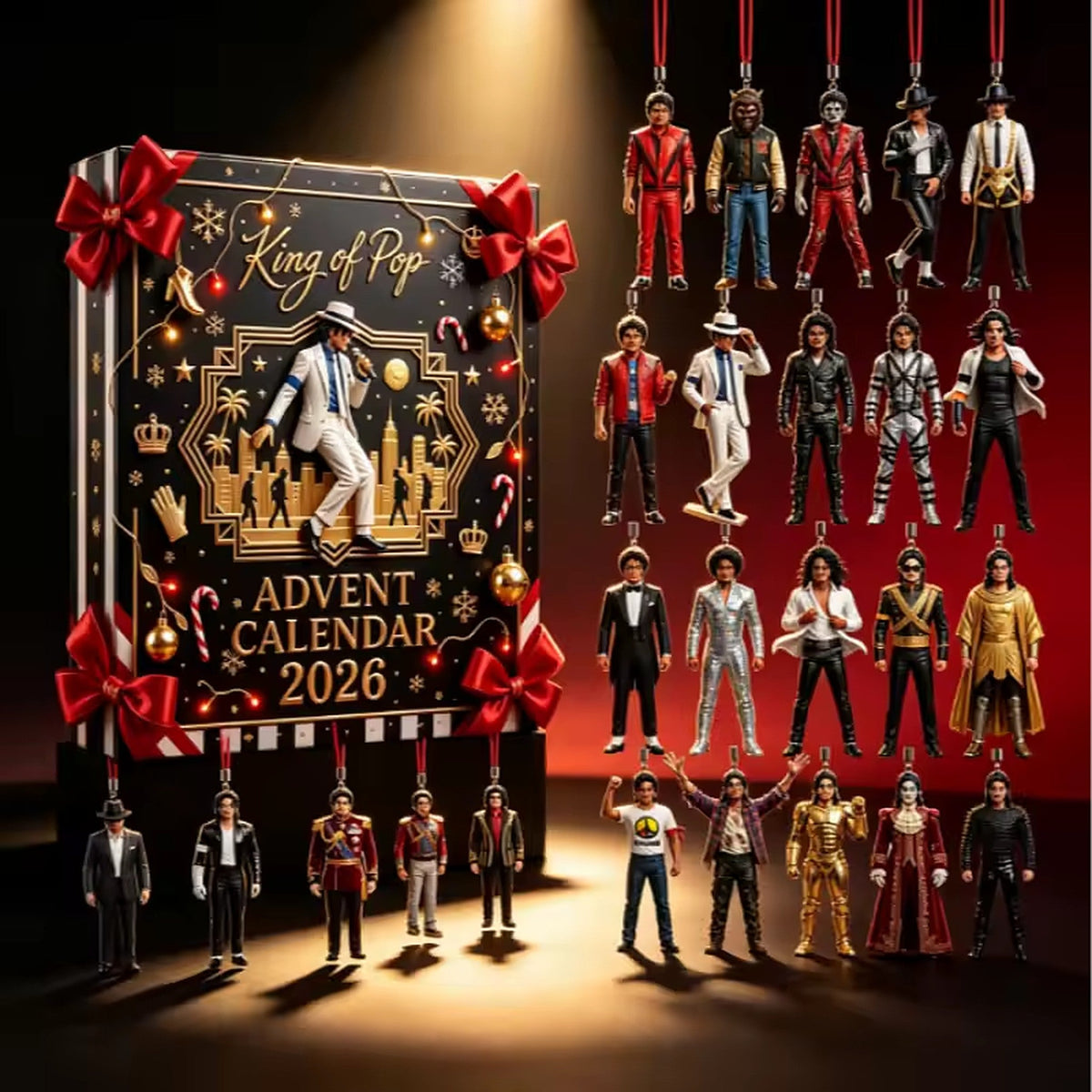 Advent Calendar with 24 Pop Star Figures Featuring Iconic King of Pop