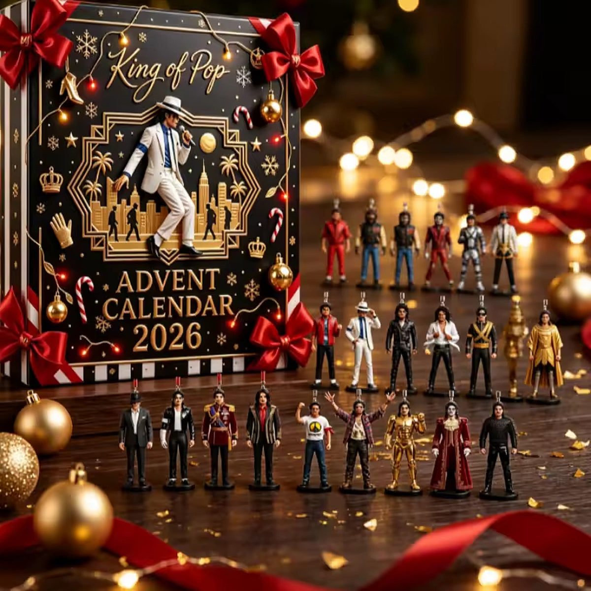 Advent Calendar with 24 Pop Star Figures Featuring Iconic King of Pop