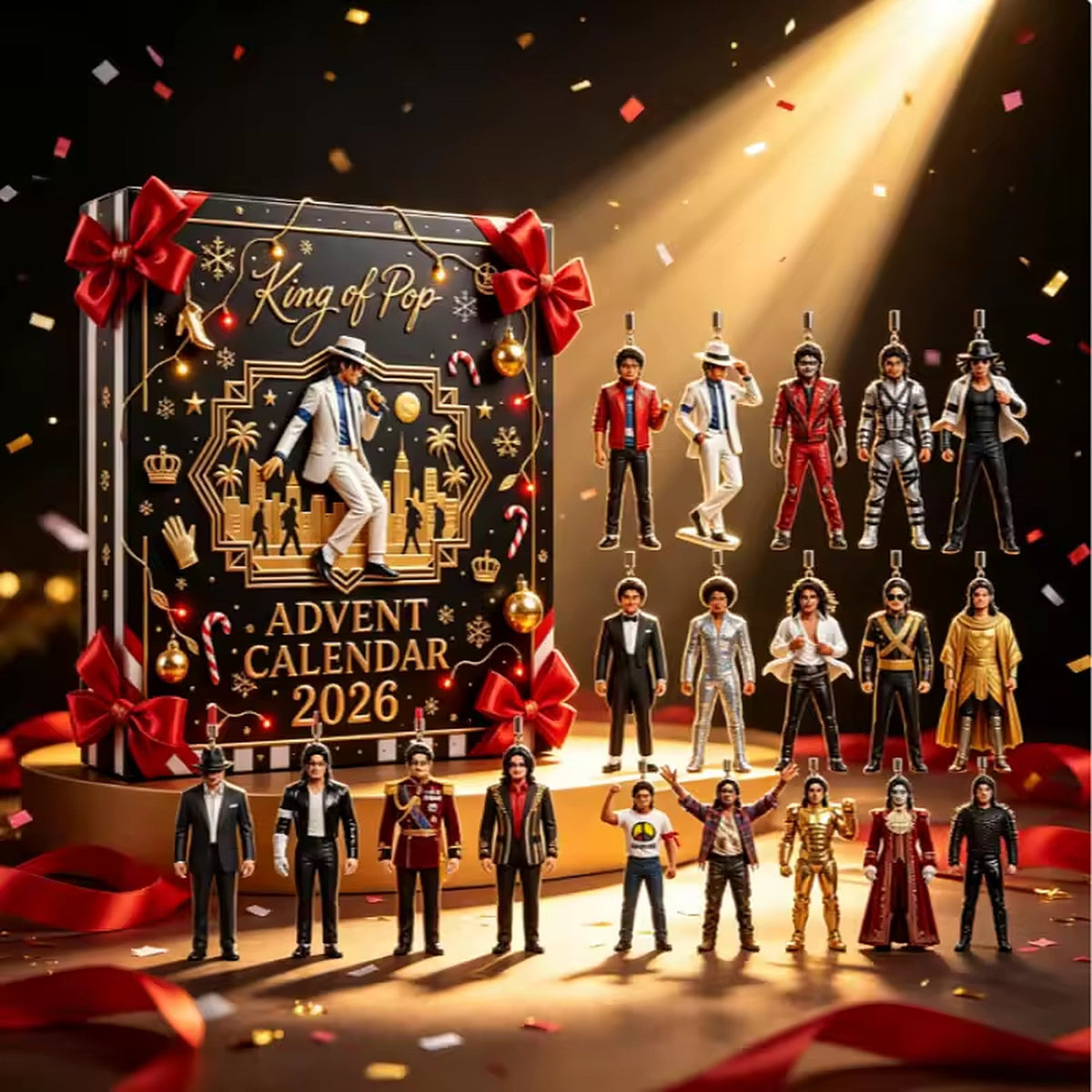 Advent Calendar with 24 Pop Star Figures Featuring Iconic King of Pop