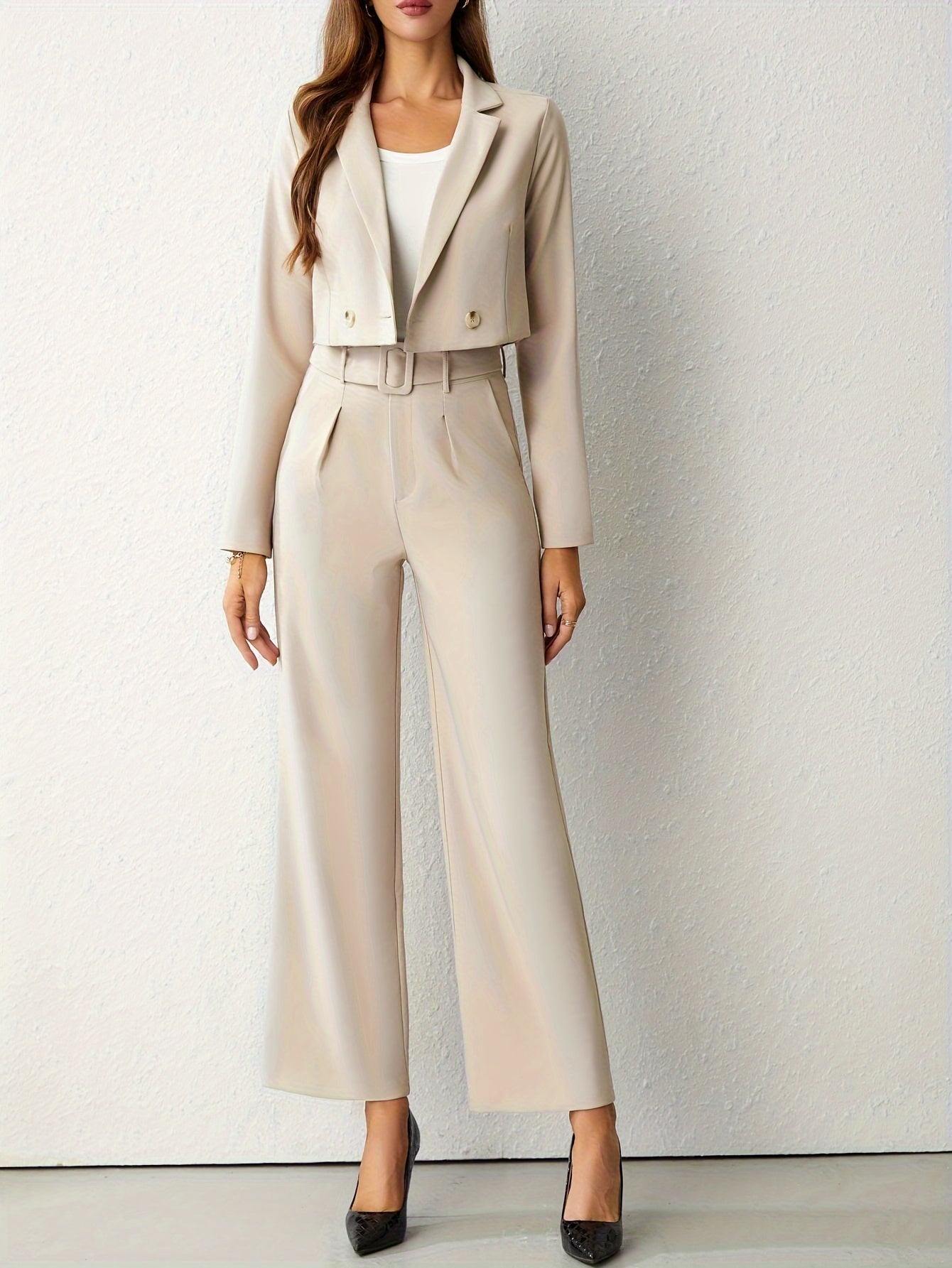 Image of Allison | Women's Cropped Two-Piece Suit Set