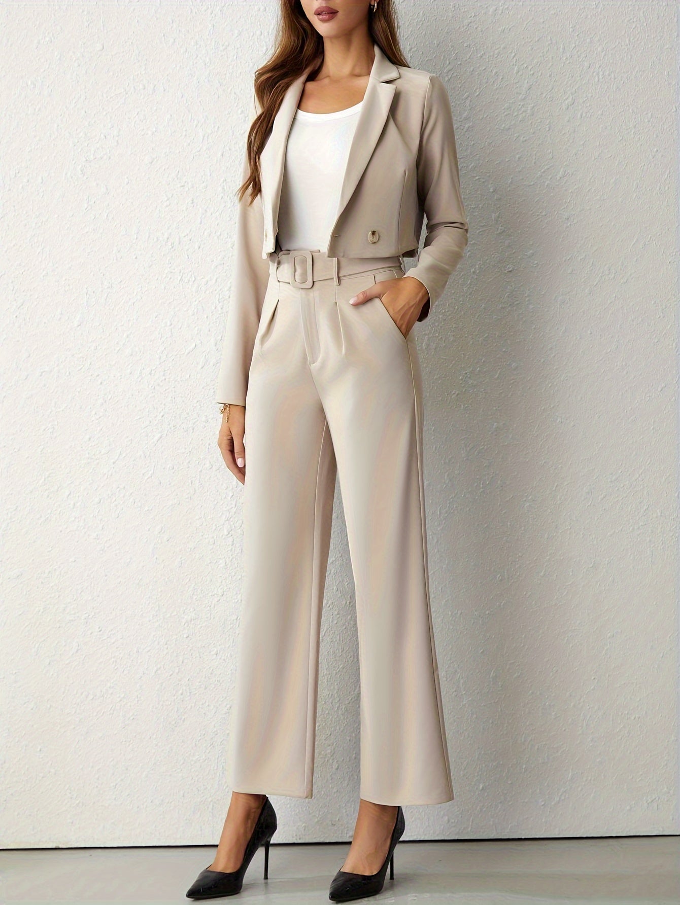 Image of Allison | Women's Cropped Two-Piece Suit Set