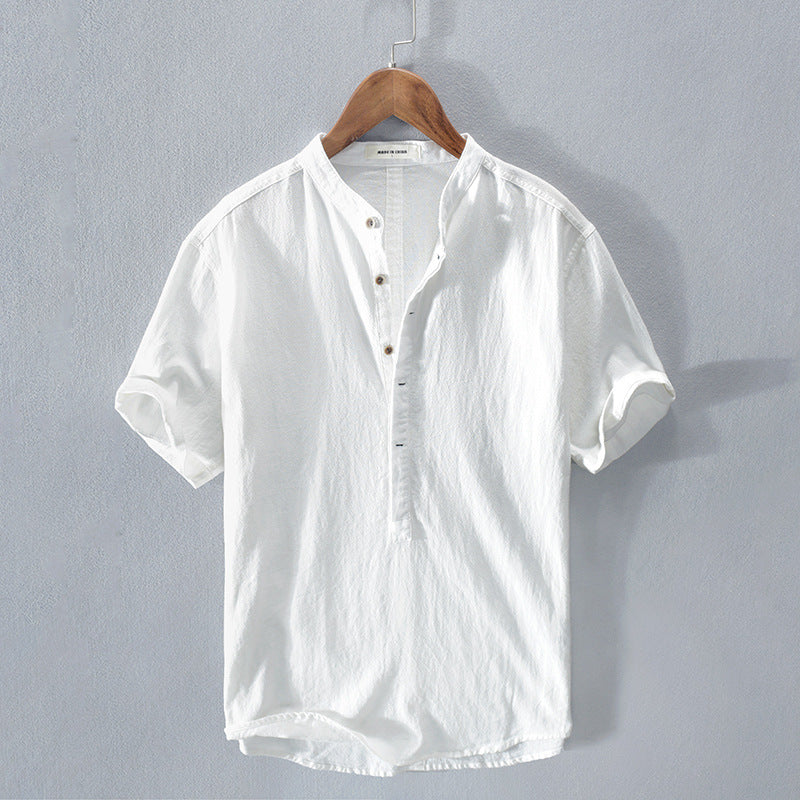 Image of Amos | Men's Band Collar Button-Down Shirt