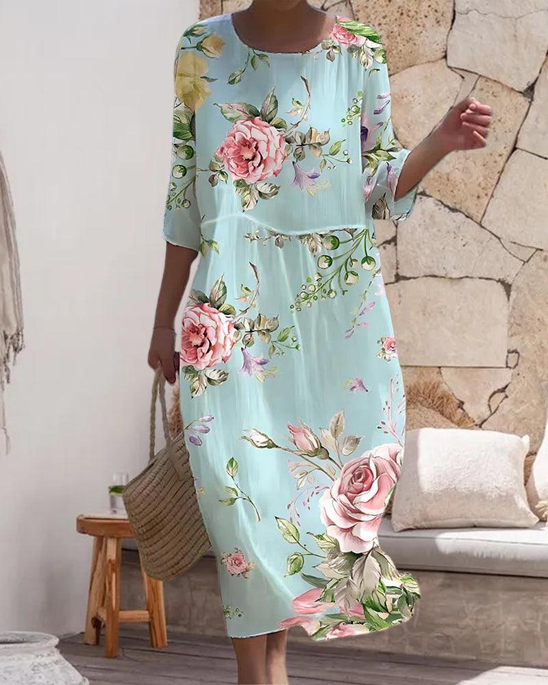 Image of Angela | Women's Relaxed Fit Casual Midi Dress