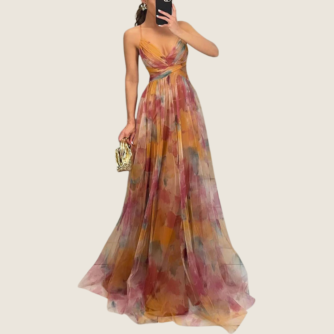 Image of Angie | Women's V-Neck Spaghetti Strap Maxi Dress
