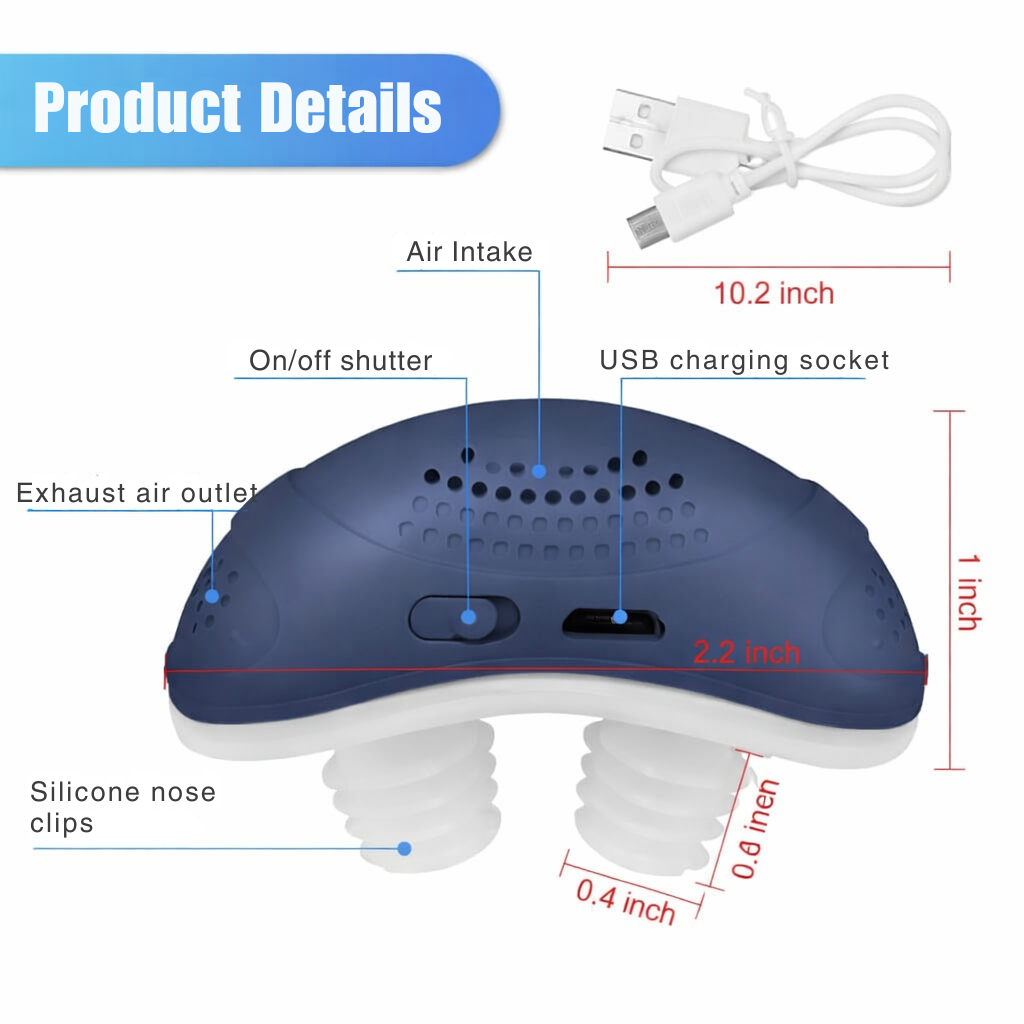 Anti-Snoring Nasal Device with Airflow | Compact Breathing Aid without Mask | USB Rechargeable | MicroBreath