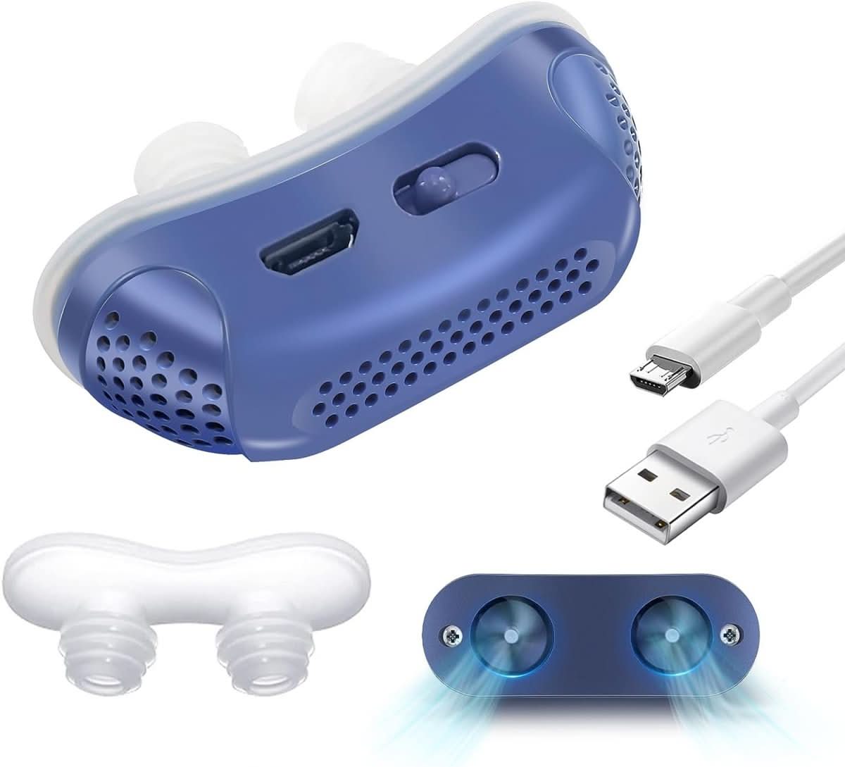 Anti-Snoring Nasal Device with Airflow | Compact Breathing Aid without Mask | USB Rechargeable | MicroBreath