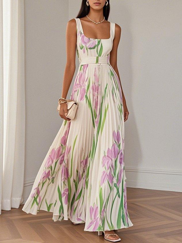 Image of Ariana | Women's Sleeveless Pleated Maxi Dress