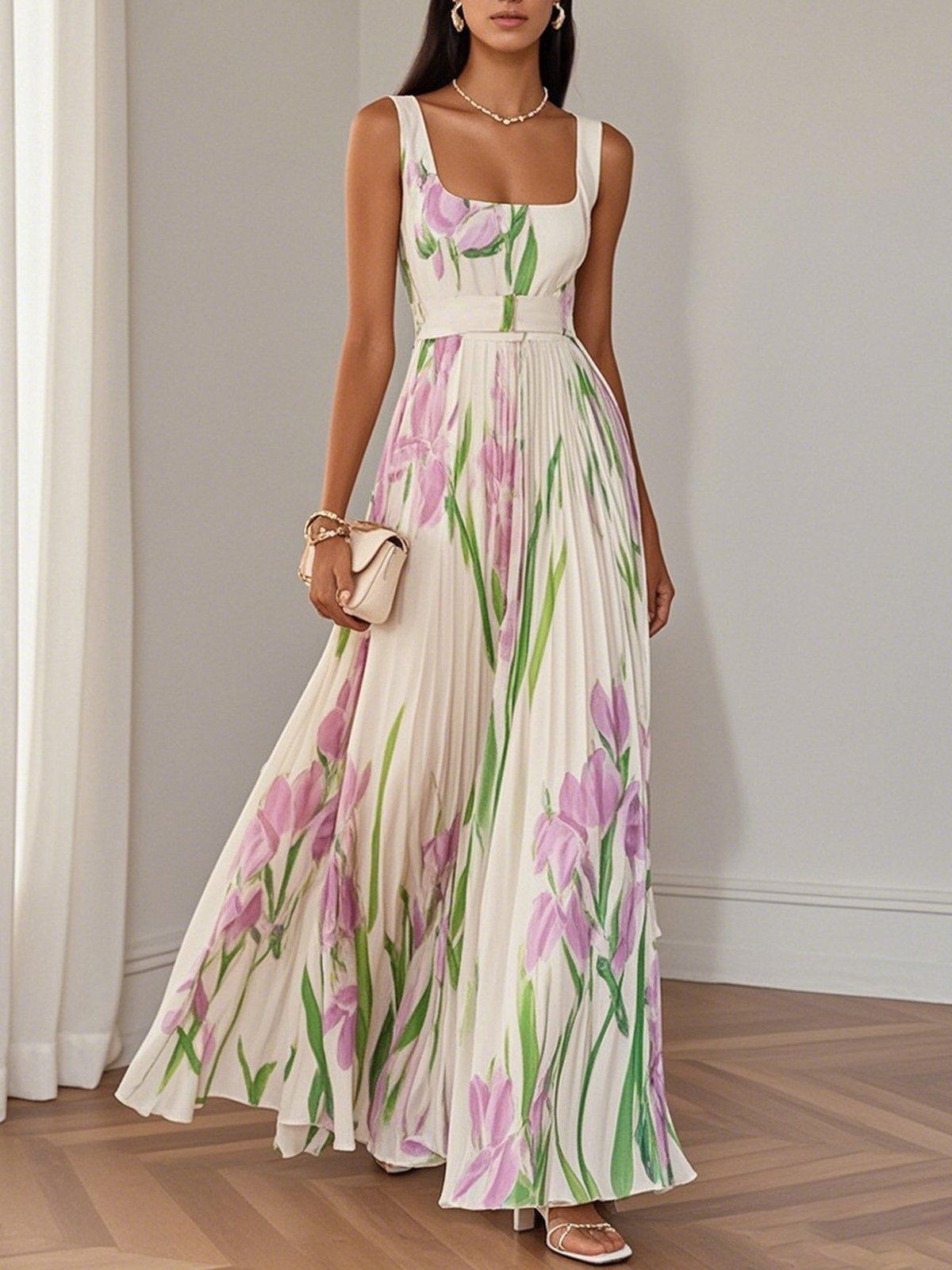 Image of Ariana | Women's Sleeveless Pleated Maxi Dress