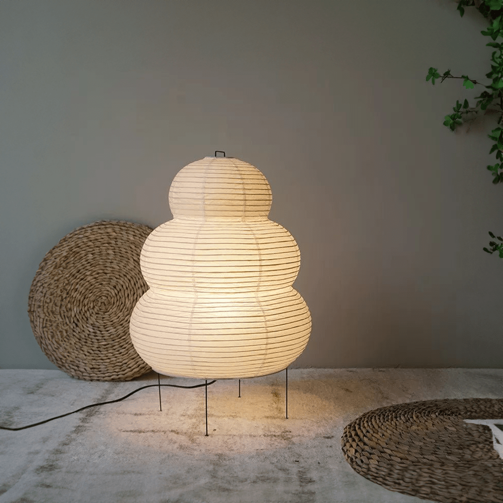 Artistic Wabi-Sabi Rice Paper Floor Lamp with Adjustable Stand
