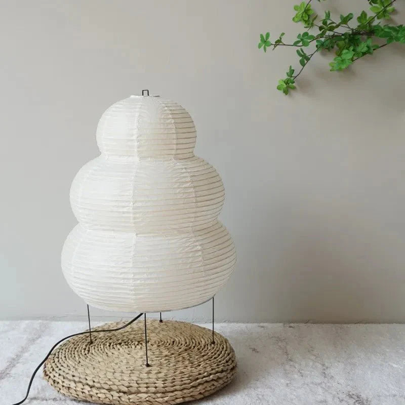 Artistic Wabi-Sabi Rice Paper Floor Lamp with Adjustable Stand