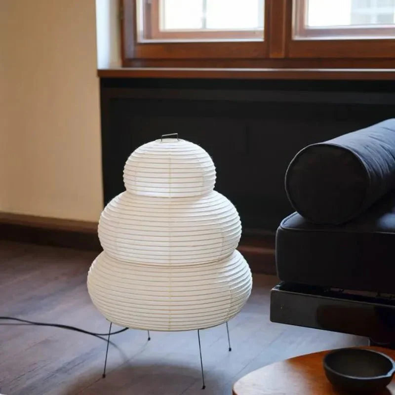 Artistic Wabi-Sabi Rice Paper Floor Lamp with Adjustable Stand