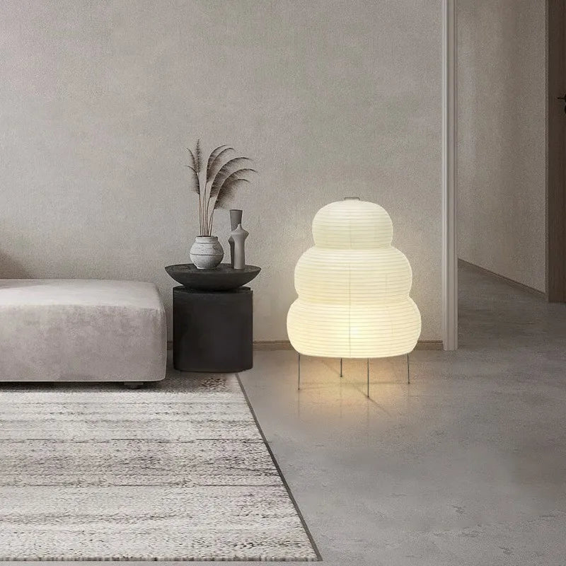 Artistic Wabi-Sabi Rice Paper Floor Lamp with Adjustable Stand