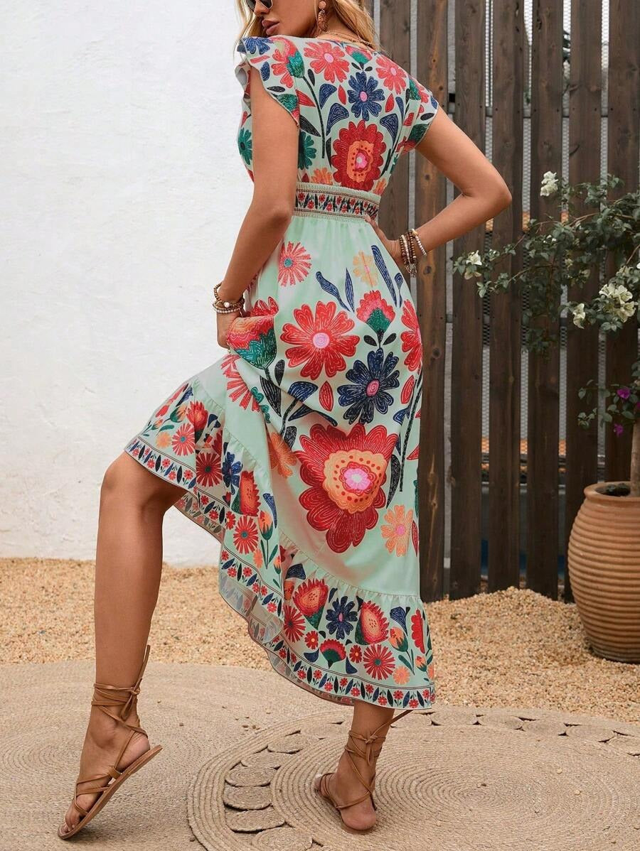 Image of Ashley | Women's V-Neck A-Line Midi Dress