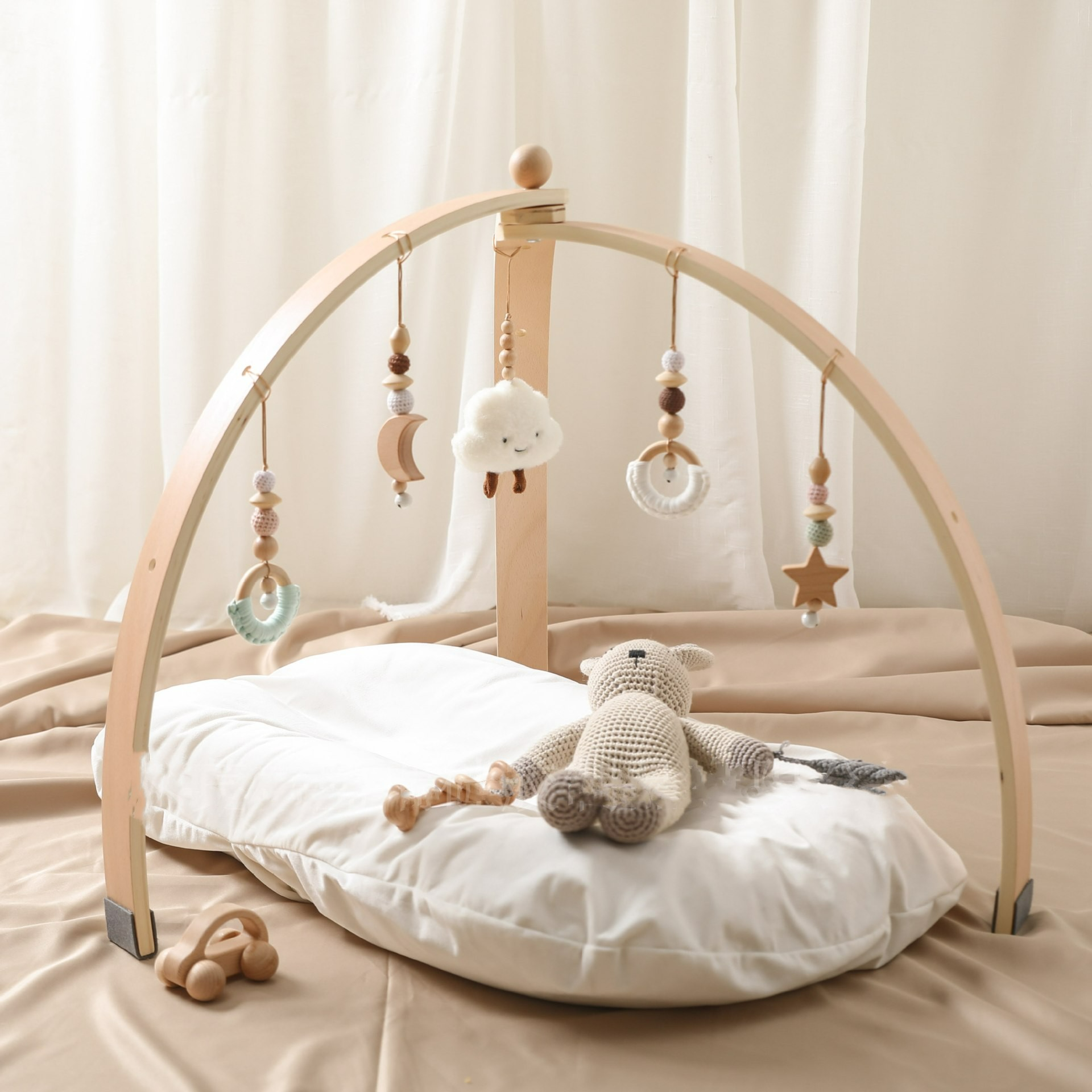 Baby Activity Arch in Wood with Hanging Toys