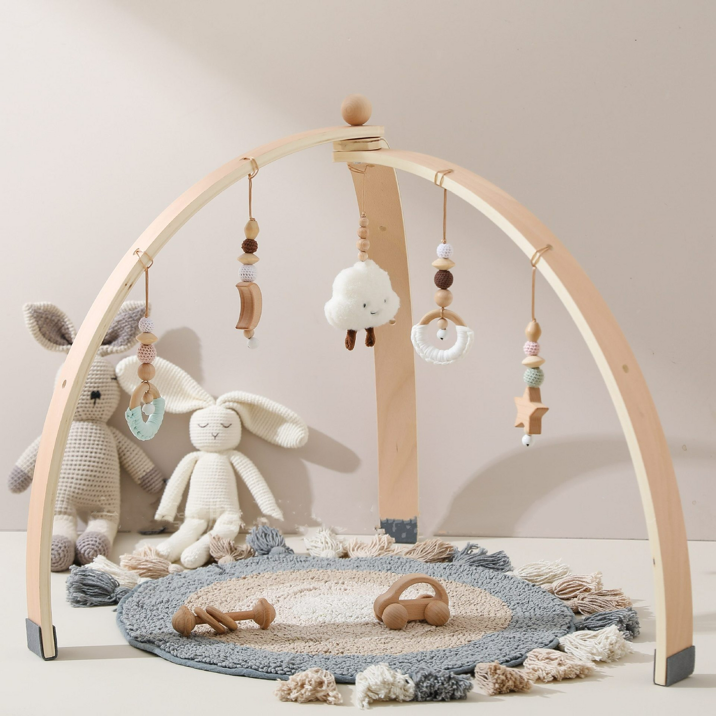 Baby Activity Arch in Wood with Hanging Toys