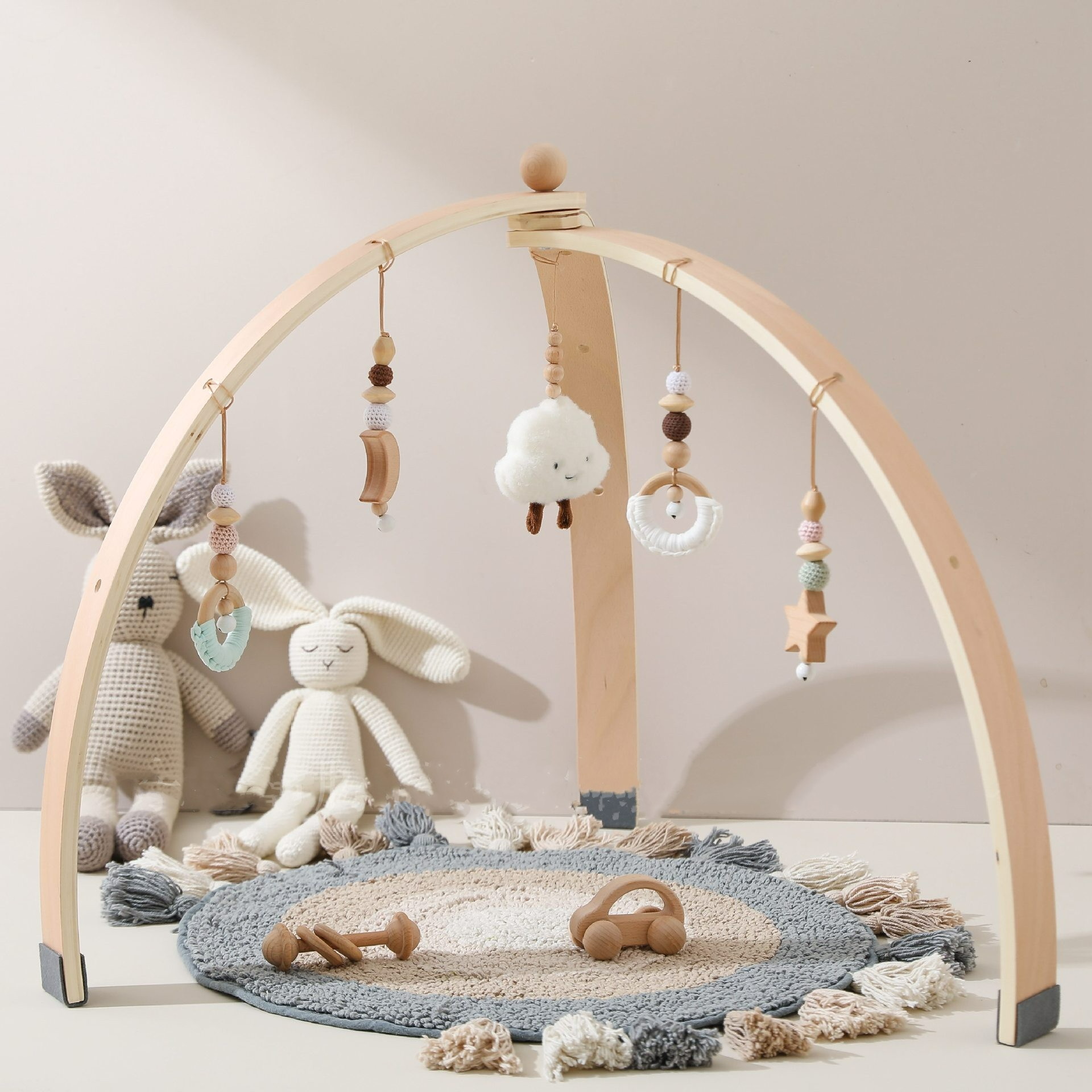 Baby Activity Arch in Wood with Hanging Toys