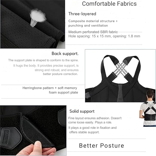 Back Support | Posture Corrector | Support for Upright Shoulders | PosturePro