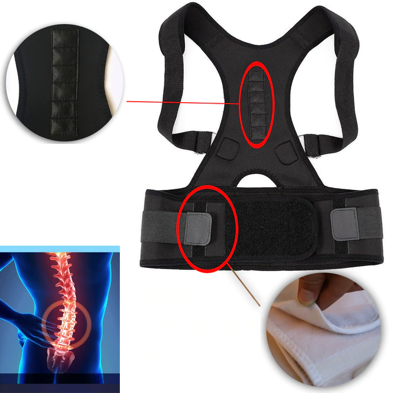 Back Support with Posture Correction and Magnetic Therapy