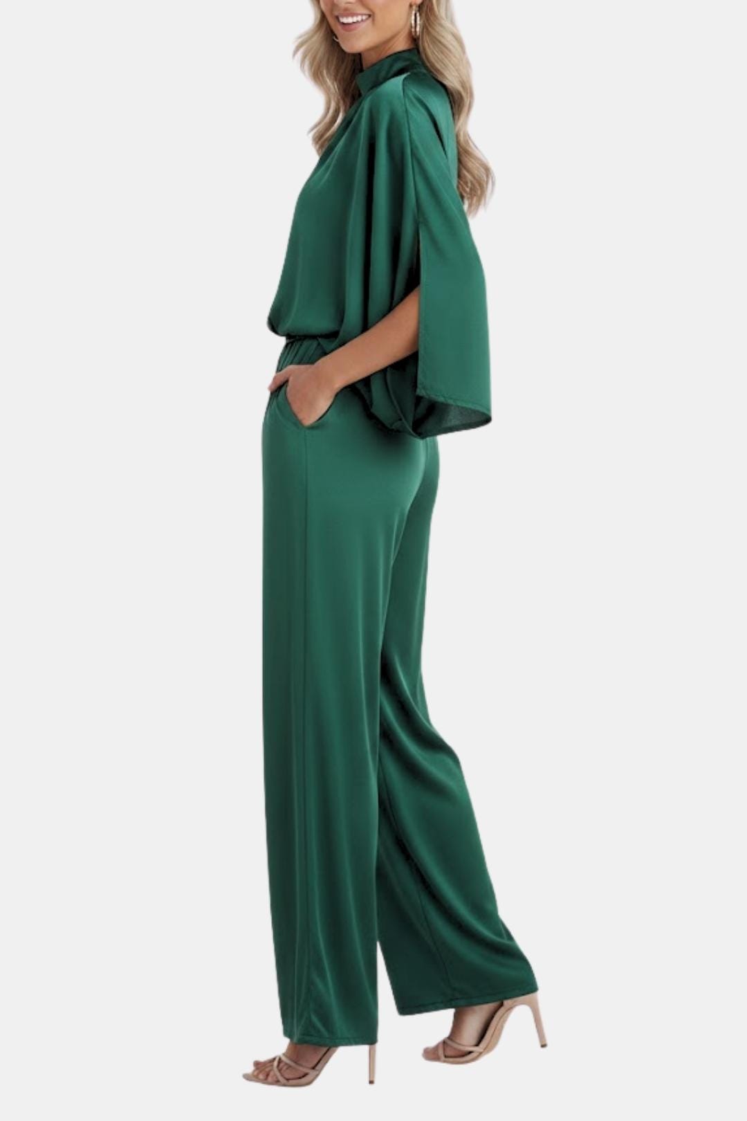 Image of Bailey | Women's Cape Sleeve High Neck Jumpsuit