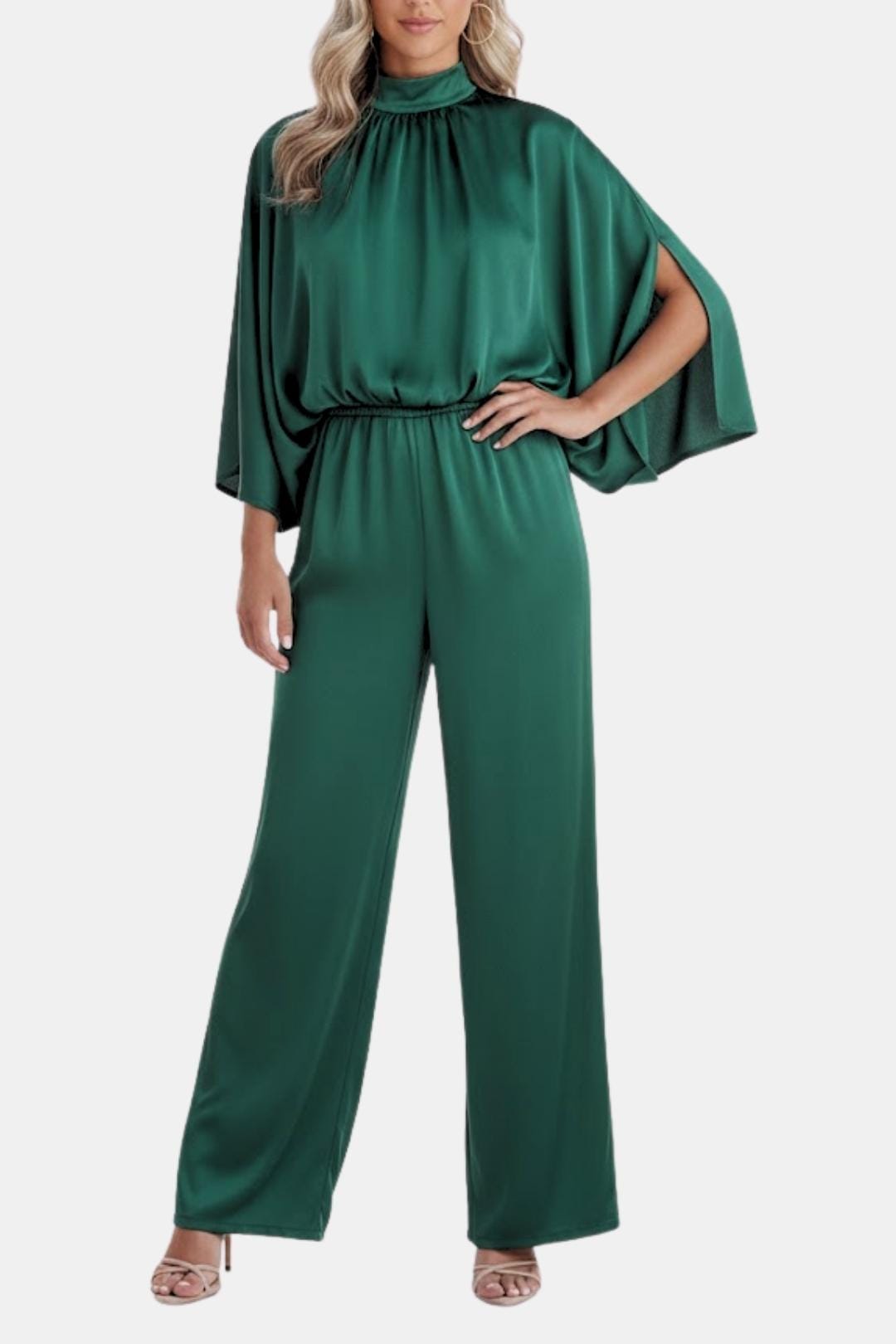 Image of Bailey | Women's Cape Sleeve High Neck Jumpsuit