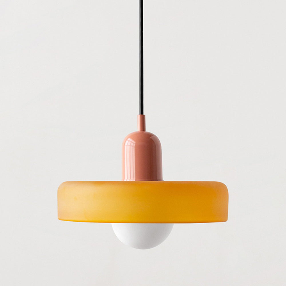 Bauhaus Hanging Lamp Made of Colored Glass – Modern Lamp for Living Room and Chandelier with Adjustable Length