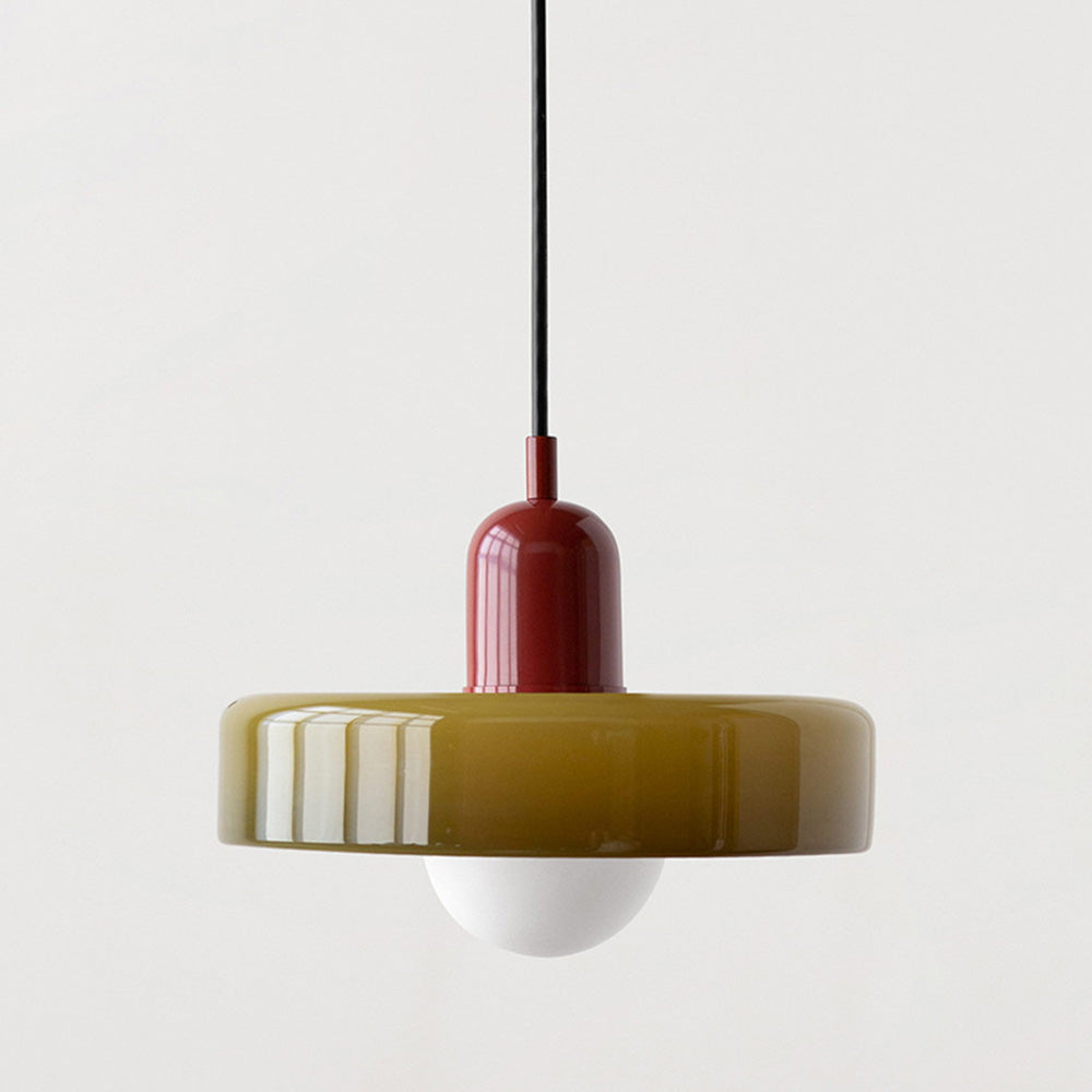 Bauhaus Hanging Lamp Made of Colored Glass – Modern Lamp for Living Room and Chandelier with Adjustable Length