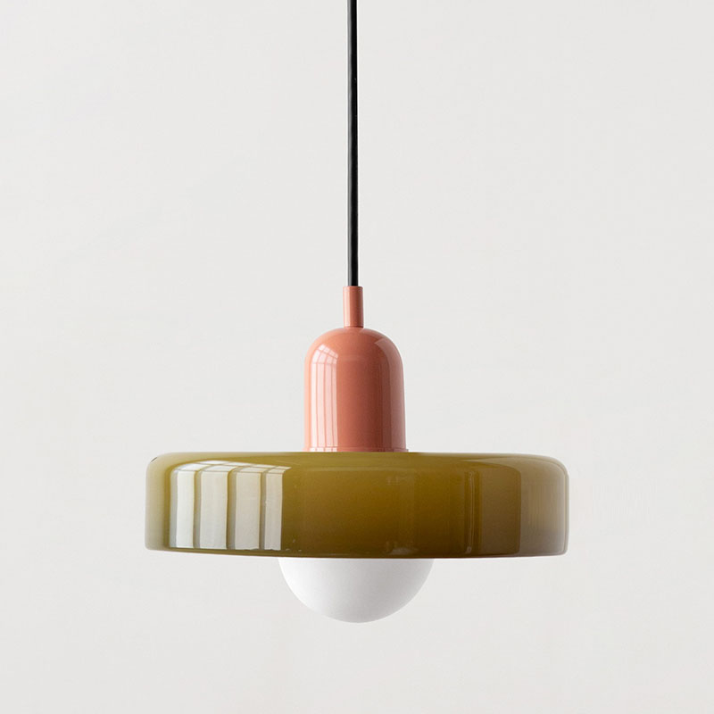 Bauhaus Hanging Lamp Made of Colored Glass – Modern Lamp for Living Room and Chandelier with Adjustable Length