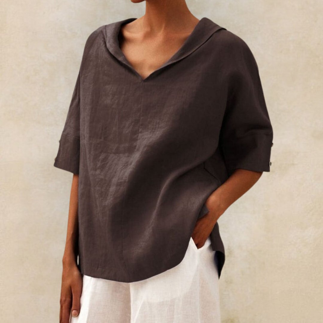 Image of Bella | Women's V-Neck Relaxed Fit Blouse
