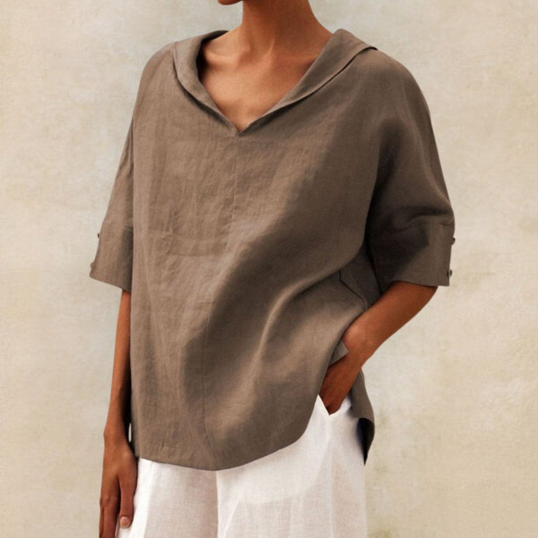 Image of Bella | Women's V-Neck Relaxed Fit Blouse
