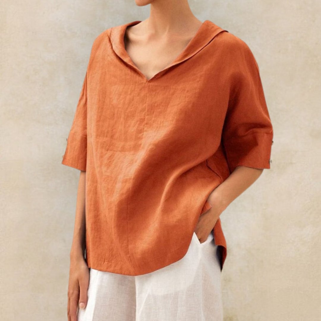 Image of Bella | Women's V-Neck Relaxed Fit Blouse