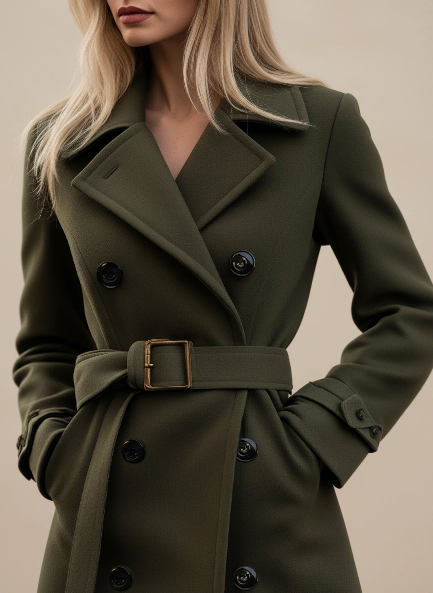 Belted Long Trench Coat for Women