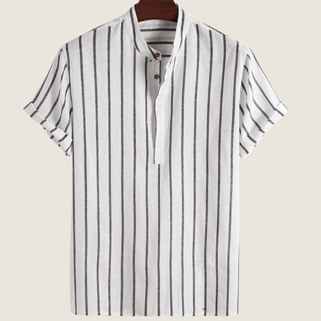 Image of Bennett | Men's Short Sleeve Striped Henley Shirt