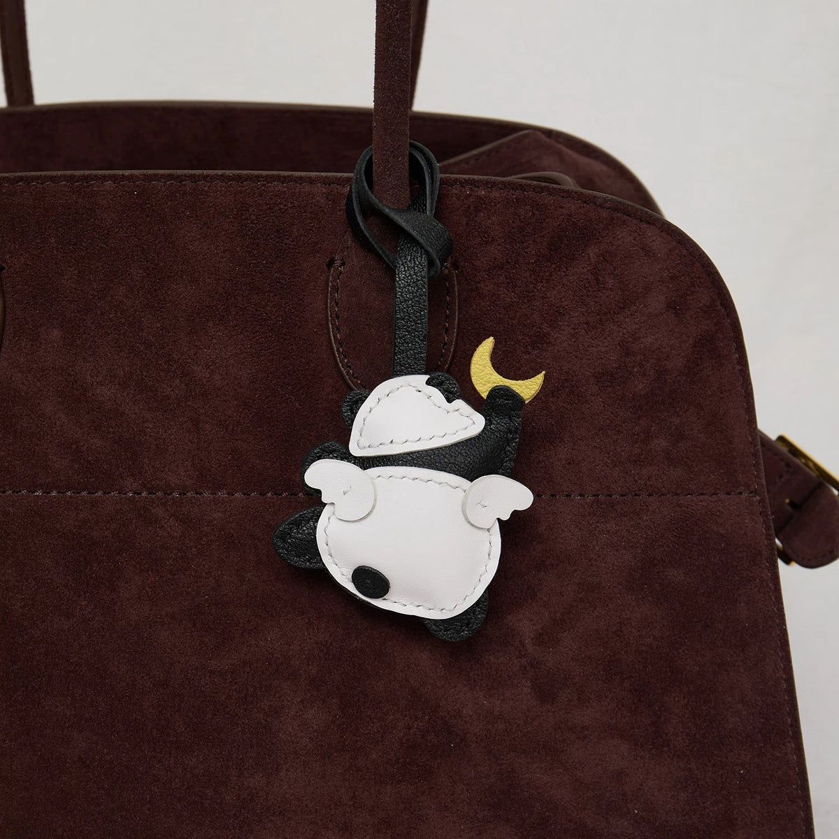 Black Leather No-Face Bag Charm and Keychain
