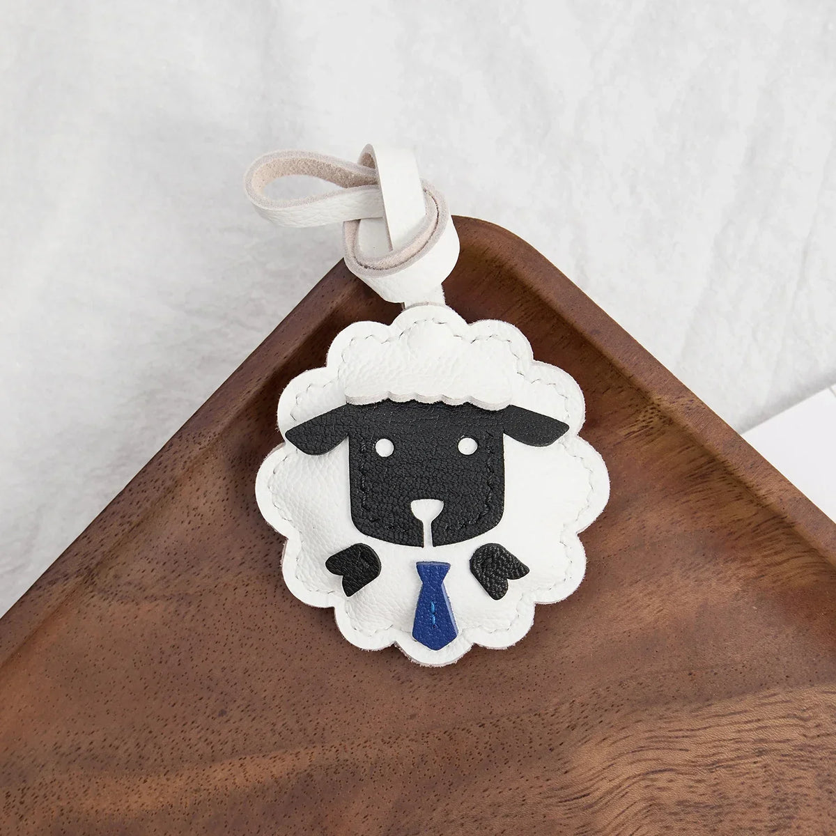 Black Leather No-Face Bag Charm and Keychain