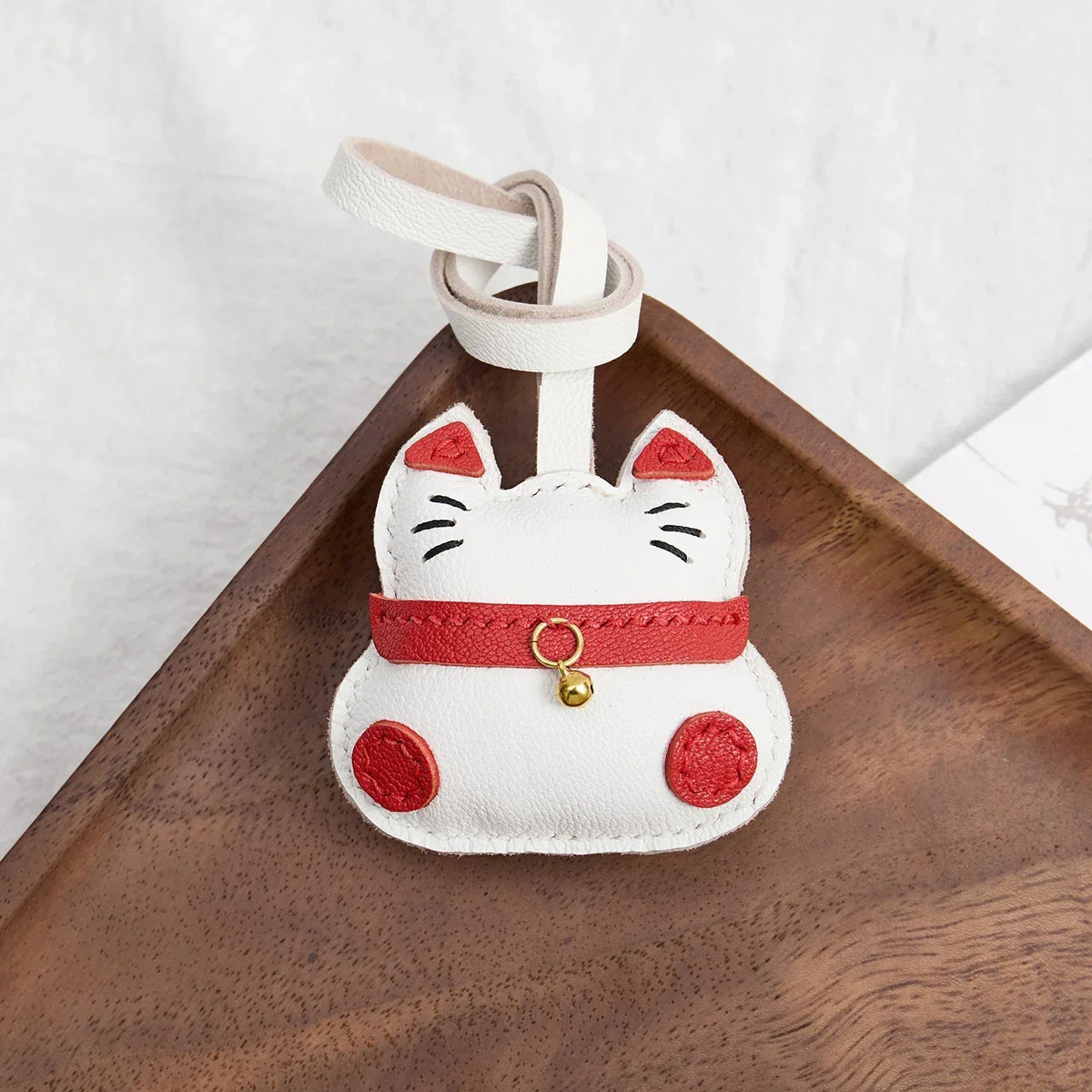 Black Leather No-Face Bag Charm and Keychain