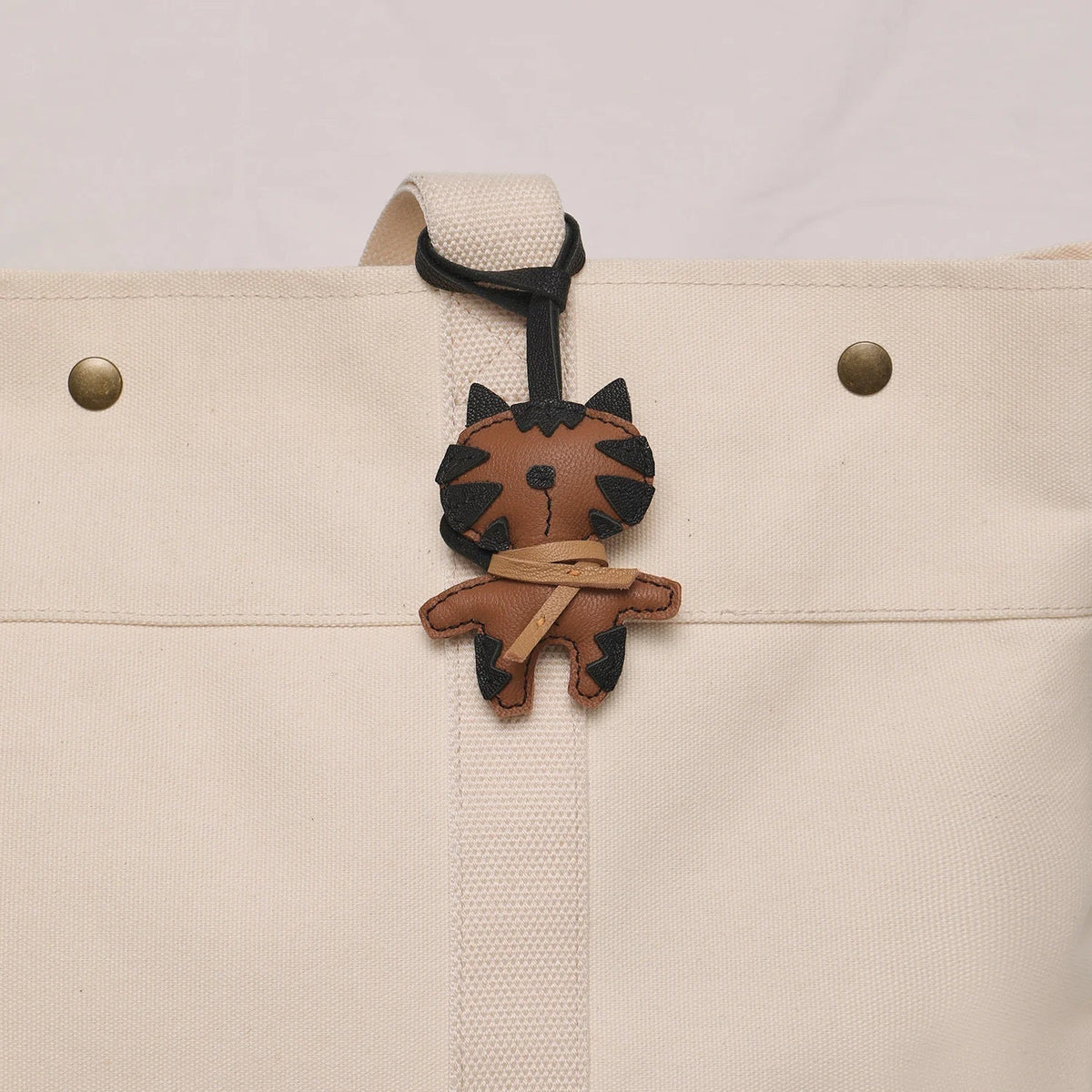 Black Leather No-Face Bag Charm and Keychain