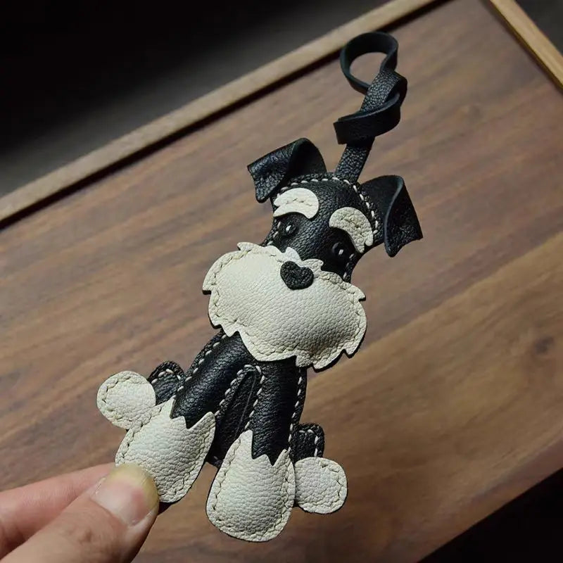 Black Leather No-Face Bag Charm and Keychain