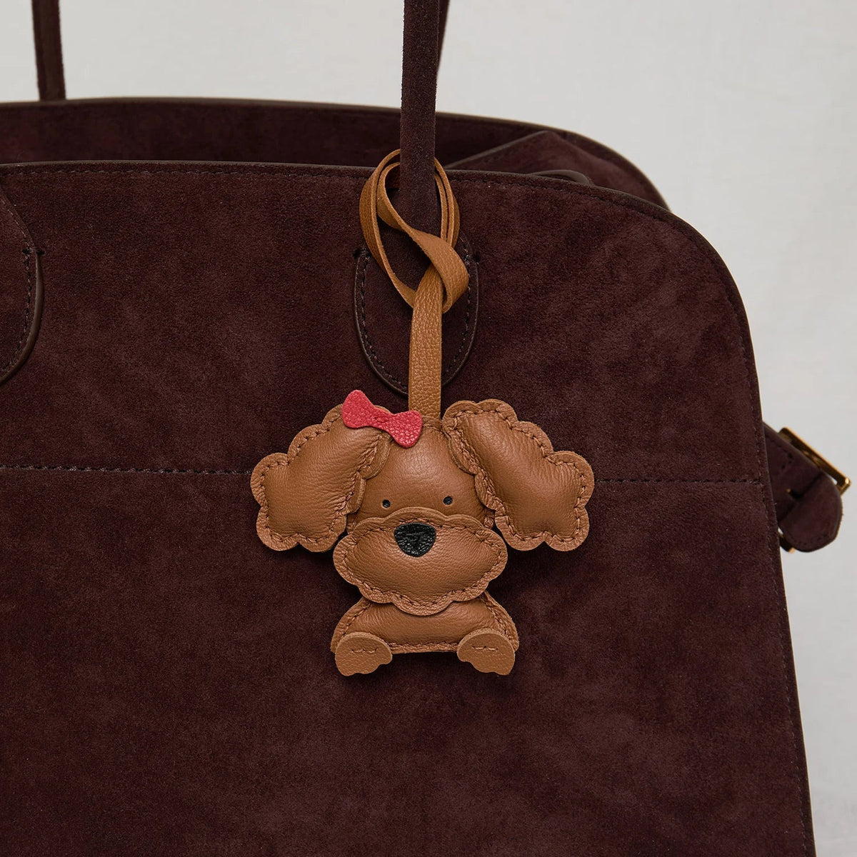 Black Leather No-Face Bag Charm and Keychain