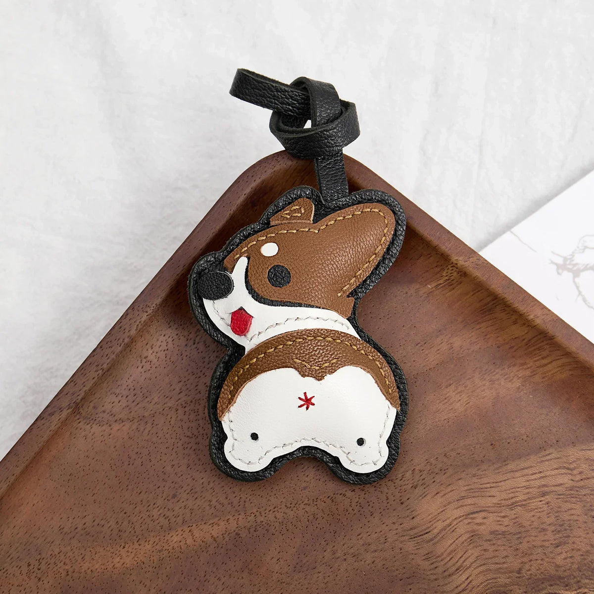 Black Leather No-Face Bag Charm and Keychain