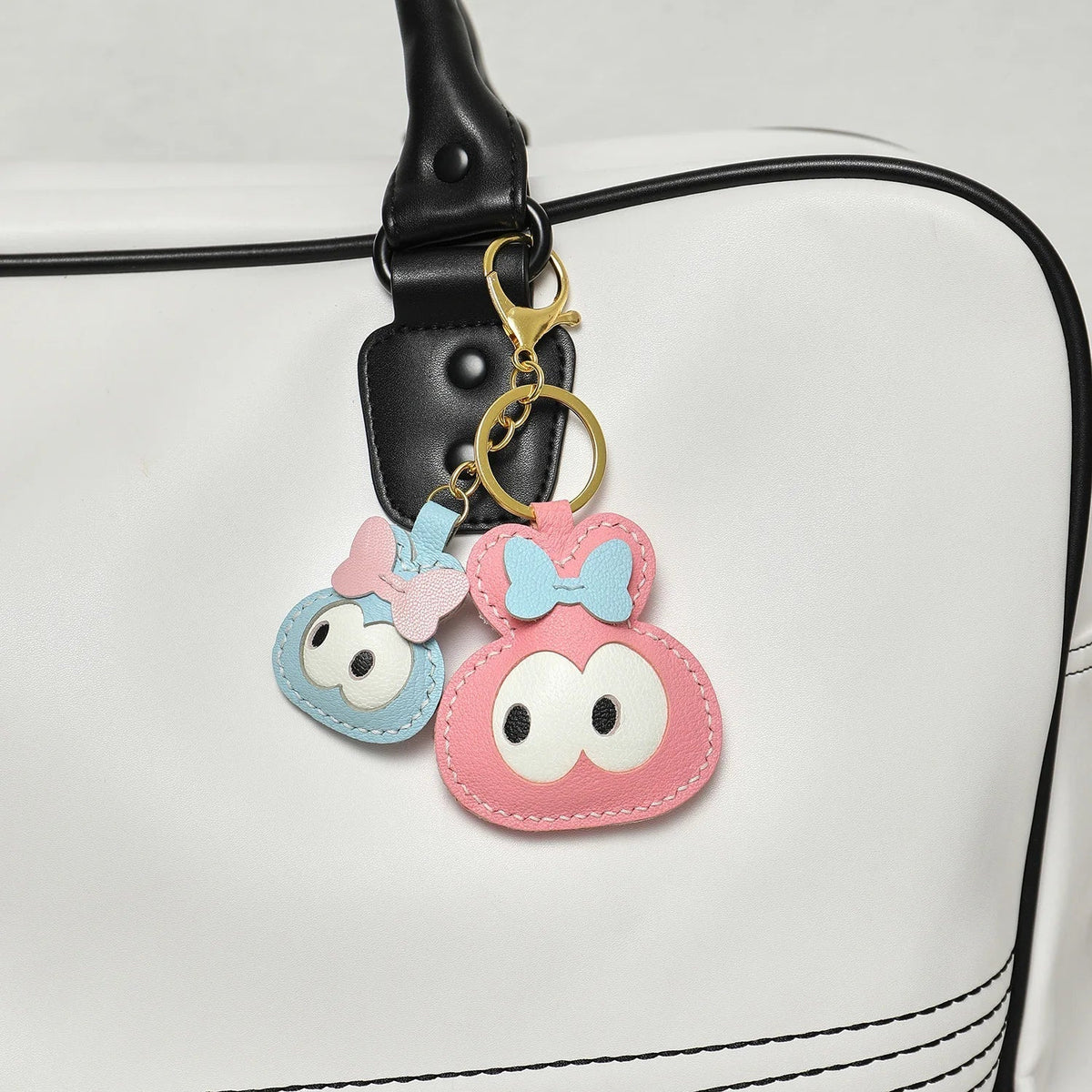 Black Leather No-Face Bag Charm and Keychain