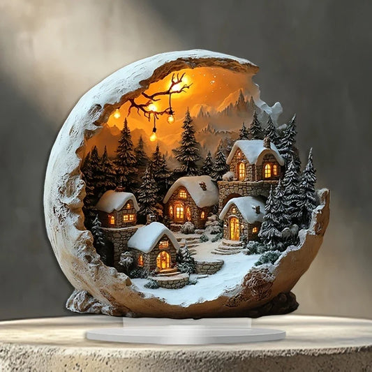 Boho-Style Christmas Acrylic Decorative Figurine (23x20 cm)