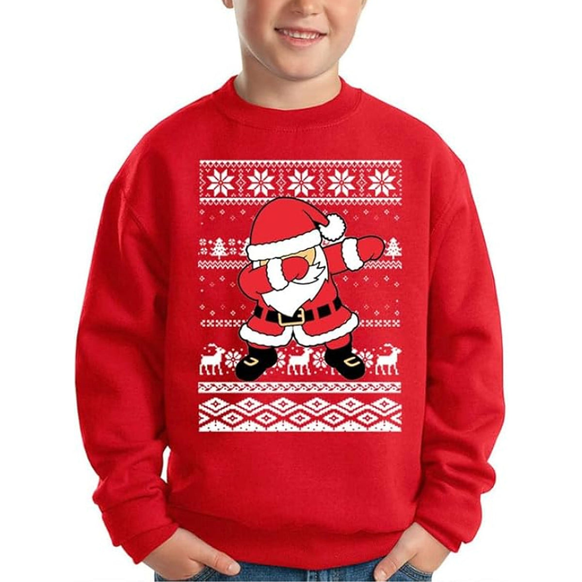 Boys' Christmas Sweater - Warm Kids' Sweatshirt with Cheerful Santa Motif
