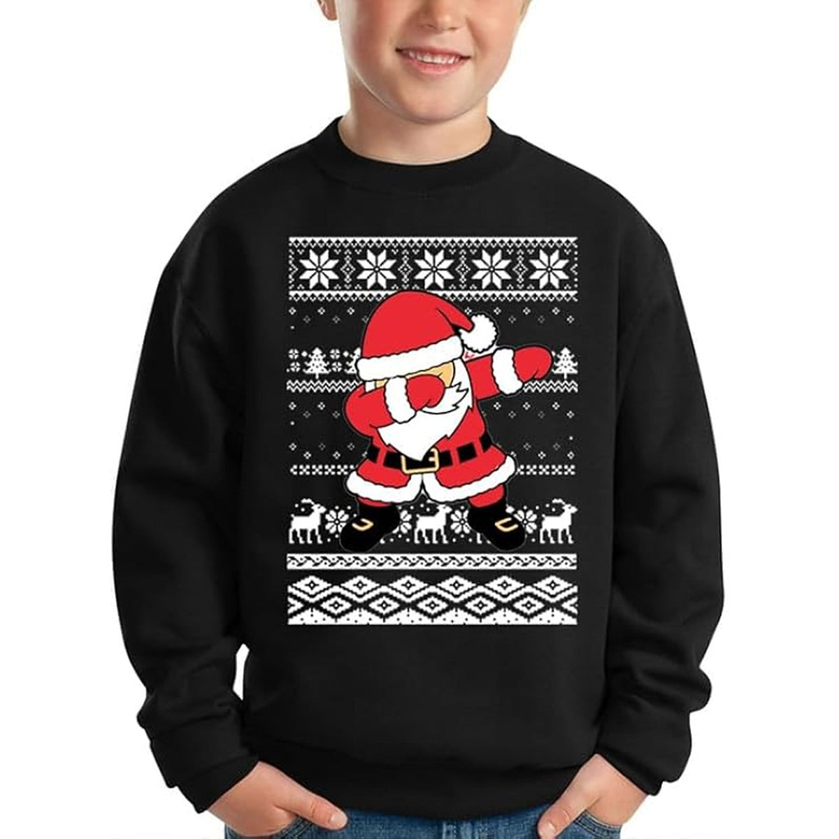 Boys' Christmas Sweater - Warm Kids' Sweatshirt with Cheerful Santa Motif