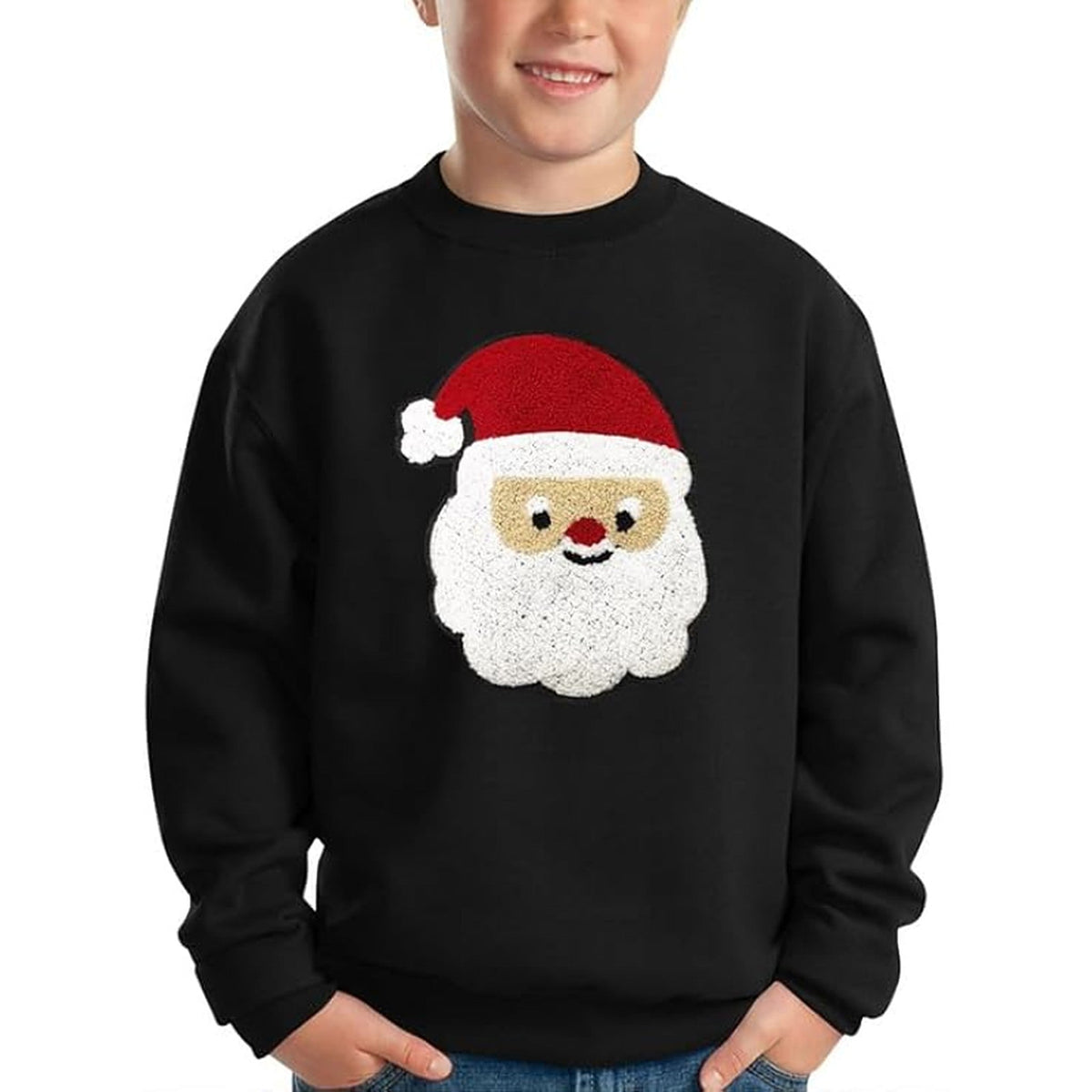 Boys' Christmas Sweater - Warm Kids' Sweatshirt with Cheerful Santa Motif