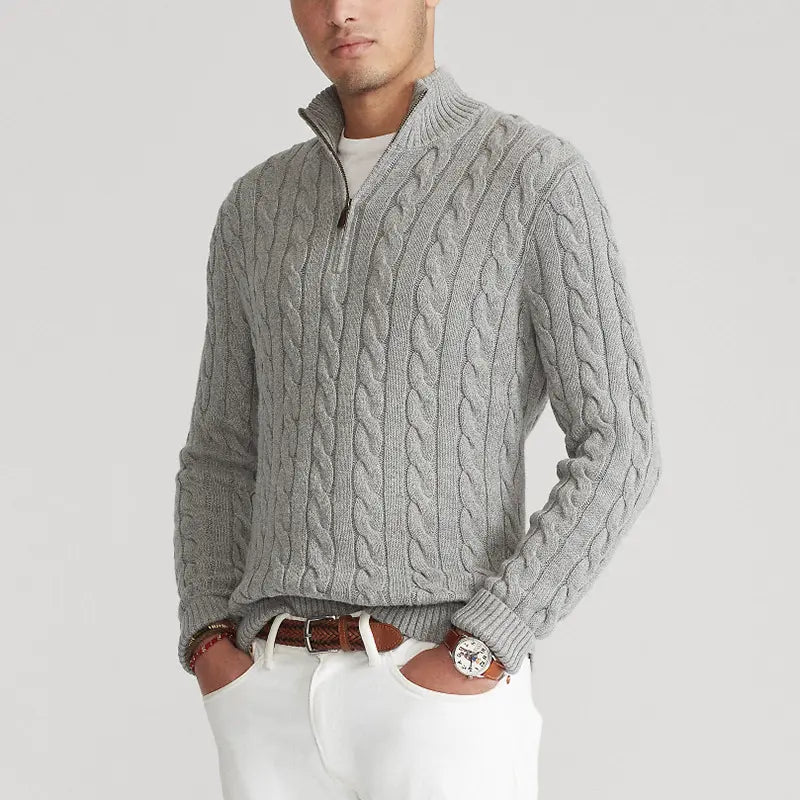 Image of Brad | Men's Quarter-Zip Cable Knit Sweater