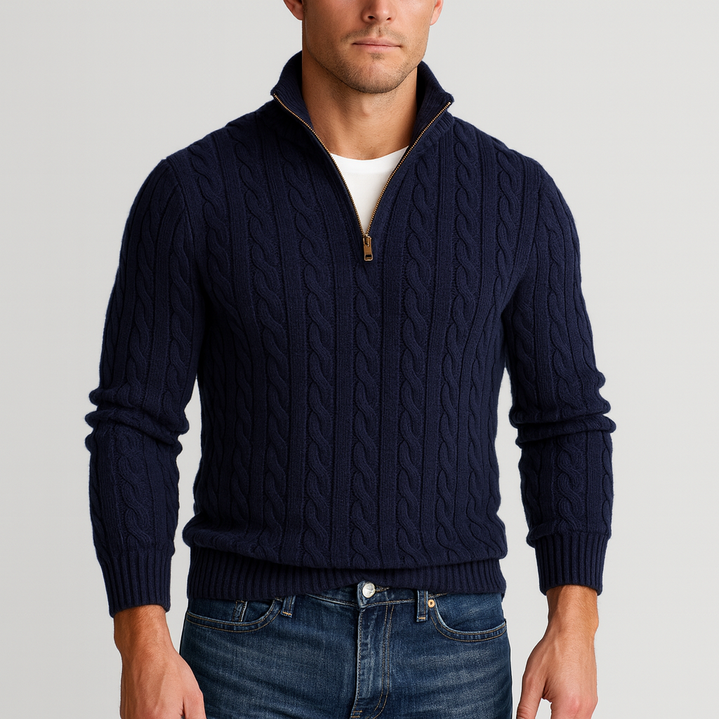 Image of Brad | Men's Quarter-Zip Cable Knit Sweater